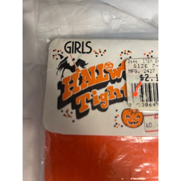 Vintage 90s Orange Halloween Girls (size 12-14) Tights Unopened New Sealed NOS - Picture 2 of 3